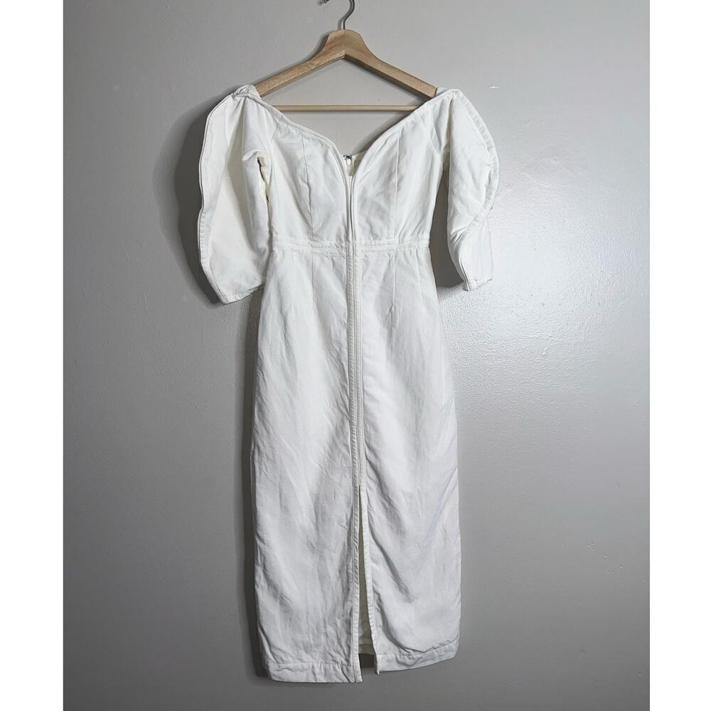 Mara Hoffman Off-The-Shoulder Leonara Midi Dress Ivory/White Size 2 Bridal - Picture 2 of 8